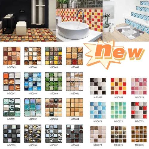 10PCS Tile Stickers Glass DIY Tile Crystal Sticker Wall Waterproof Self-adhesive - Furniture4Design