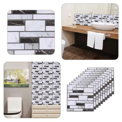 10X 3D Tile Stickers Kitchen Bathroom Backsplash Splashback Peel & Stick 30X30CM - Furniture4Design