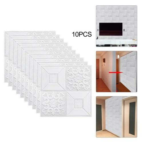 10X Large 3D Tile Brick Wall Sticker Waterproof Soft Foam Panel Self Adhesive - Furniture4Design