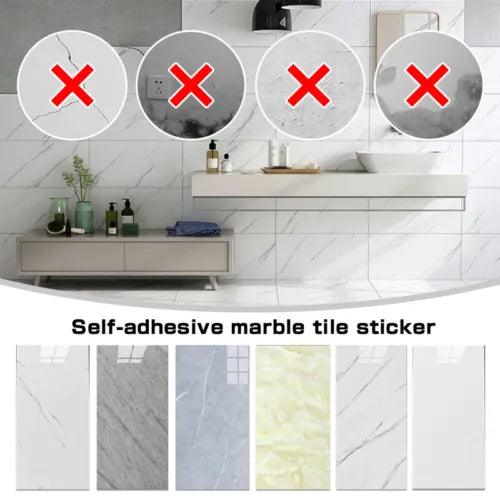 10x Marble Tiles Sticker Self-Adhesive Stick On Kitchen Home Wall Bathroom Decor - Furniture4Design