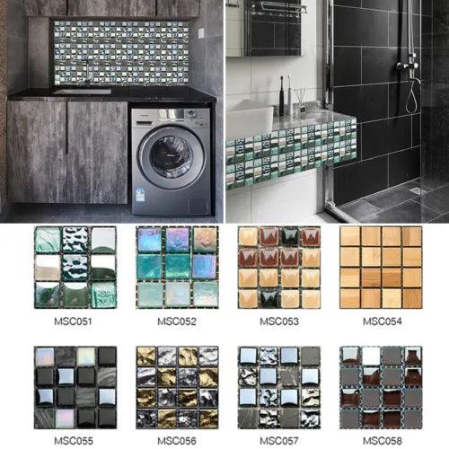 10x Mosaic Tile Stickers Stick On Bathroom Kitchen Home Wall Decal Self-adhe # - Furniture4Design