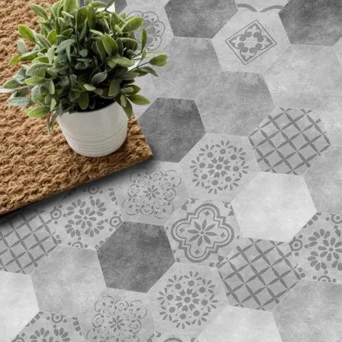 10x Peel &Stick Self Adhesive Kitchen Hexagon Floor Tile Sticker Home Decoration - Furniture4Design