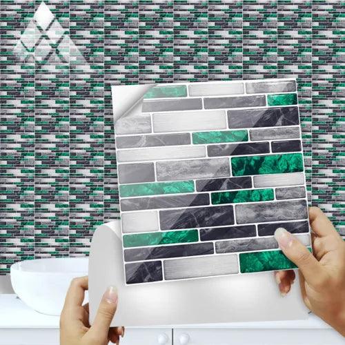 10x Self Adhesive Wall Tiles Kitchen Island/bedroom Walls 90% Epoxy 10% Plastic - Furniture4Design