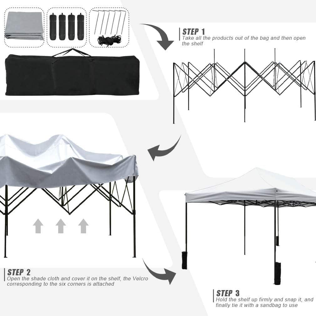 10x20 Pop Up Canopy Tent with Waterproof Top and Portable Carrying Bag - Furniture4Design