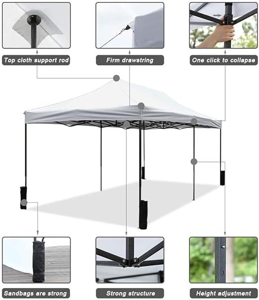 10x20 Pop Up Canopy Tent with Waterproof Top and Portable Carrying Bag - Furniture4Design