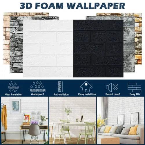 1/10/20/50PCS 3D Self-adhesive Tile Stone Brick Wall Sticker Soft Foam Panels - Furniture4Design