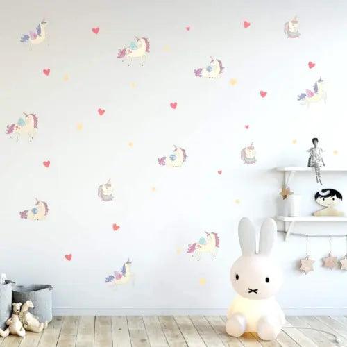 115PCS WALL STICKER UNICORN DECAL HEART VINYL MURAL ART DIY HOME KIDS ROOM DECOR - Furniture4Design