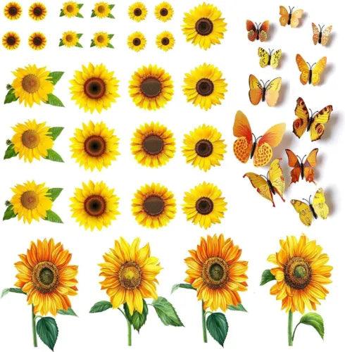 117PCS SUNFLOWER WALL STICKERS DECAL 3D BUTTERFLY VINYL MURAL ART HOME ROOM DECO - Furniture4Design