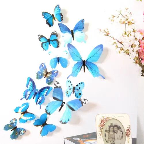 12 pcs 3D Butterfly Wall Stickers Art Decal Home Room Decorations Decor Kids - Furniture4Design