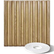 12 PCS 3D Slat Wall Panels, 19.7" x 19.7", Faux Wood PVC Wall Tiles, Walnut - Furniture4Design