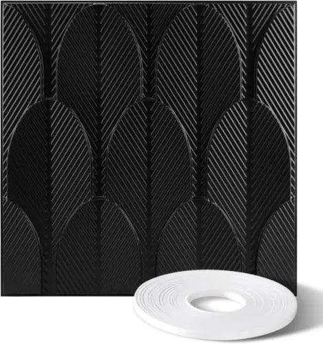 12 PCS Black 3D Wall Panels Peel and Stick, 19.7" X 19.7", Cactus Design, Dec... - Furniture4Design