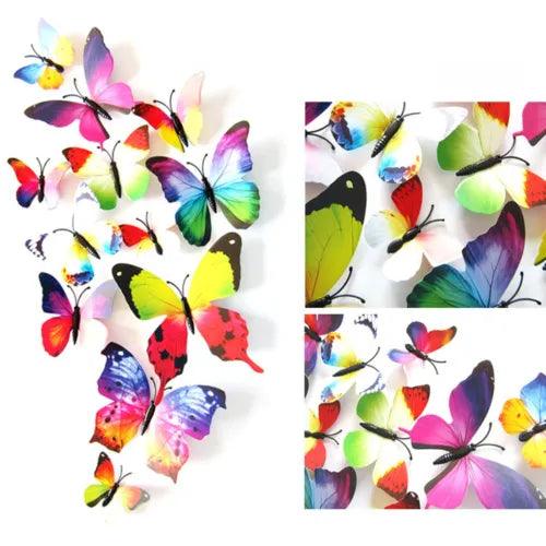 12 PCS Butterfly 3D Wall Stickers Art Decals Home Room Decorations DIY Decor - Furniture4Design