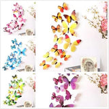 12 pcs Decal Wall Stickers Home Decoration 3D Butterfly Rainbow Stickers - Furniture4Design