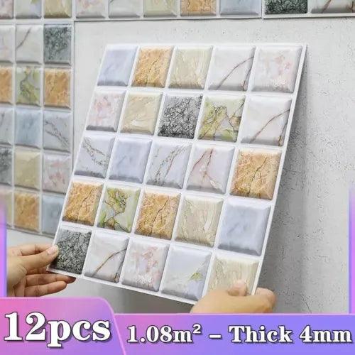 12 Pcs/lot Rigid Wall Sticker Wall Mosaic For Bathroom Kitchen Backsplash Decor - Furniture4Design