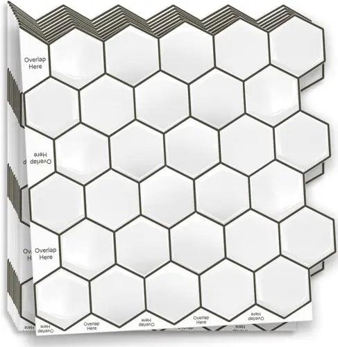 12-Sheet Hexagon Peel and Stick Tile Backsplash, 3D Self-Adhesive Subway Tile St - Furniture4Design