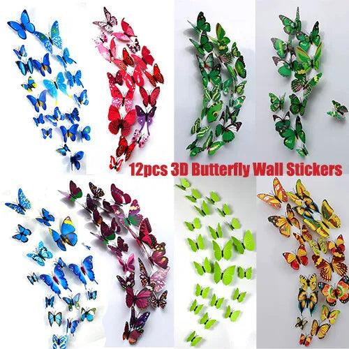 12 x 3D Butterfly Wall Stickers Home Decor Room Decoration Sticker Bedroom Cute - Furniture4Design