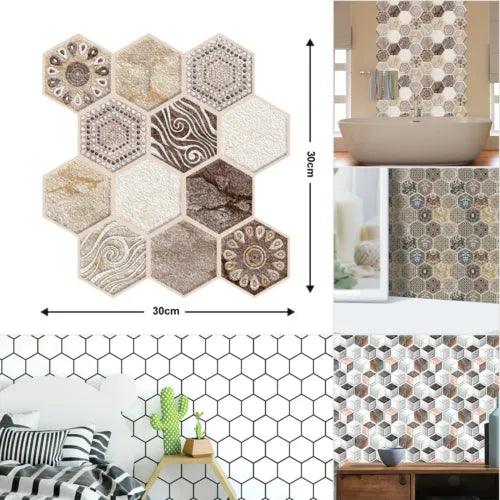 12"x12" Tile Peel and Stick 3D Wall Self-Adhesive Kitchen Bathroom Tlies Sticker - Furniture4Design