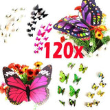 120 x 3D Butterfly Sticker Art Design Vivid Decal Wall Stickers Home Decor Room - Furniture4Design