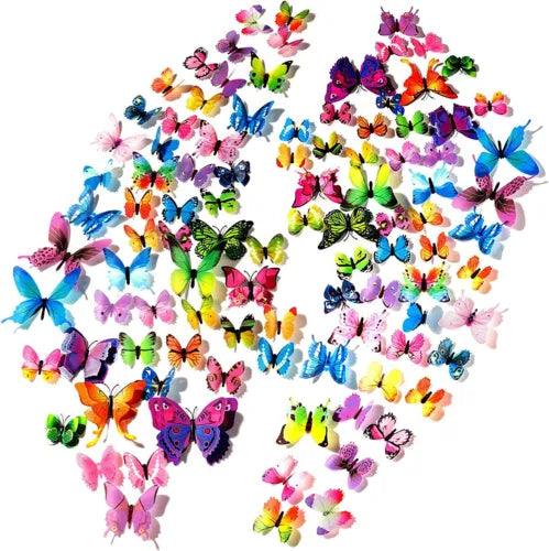 120PCS WALL STICKERS 3D BUTTERFLY DECAL ANIMALS VINYL MURAL HOME KIDS ROOM DECOR - Furniture4Design