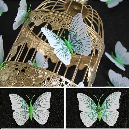 12Pc 3D Butterfly Wall Decal Removable Sticker Bathroom Bedroom Home Decor Green - Furniture4Design