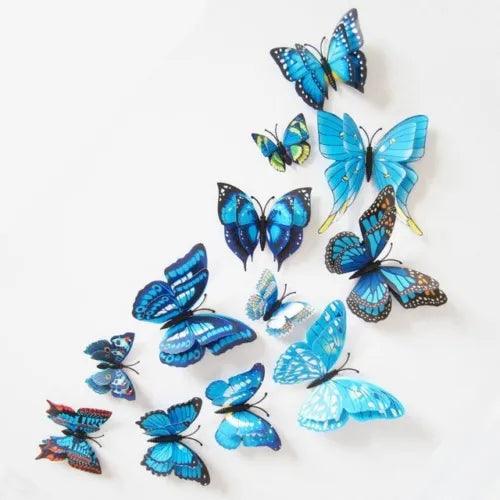 12pc 3D Butterfly Wall Stickers Decals Home Bathroom Decor DIY Removable Blue - Furniture4Design