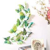 12Pcs 3D Butterfly Wall Decal Removable Sticker Bedroom Home Party Decor Green - Furniture4Design