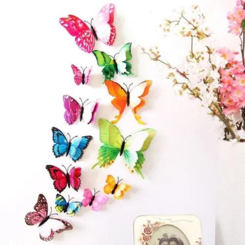 12Pcs 3D Butterfly Wall Decal Removable Sticker Bedroom Home Party Decor Multi - Furniture4Design