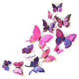 12Pcs 3D Butterfly Wall Decal Removable Sticker Bedroom Home Party Decor Purple - Furniture4Design