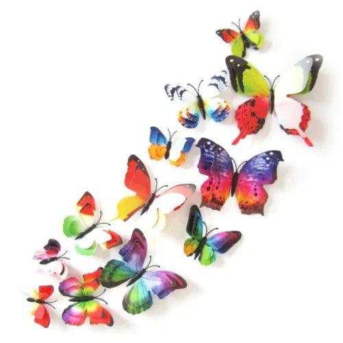 12Pcs 3D Butterfly Wall Decal Removable Sticker Bedroom Home Party Decor Rainbow - Furniture4Design