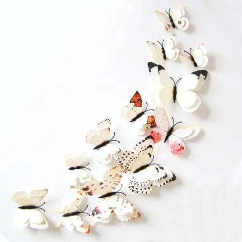 12Pcs 3D Butterfly Wall Decal Removable Sticker Bedroom Home Party Decor White - Furniture4Design