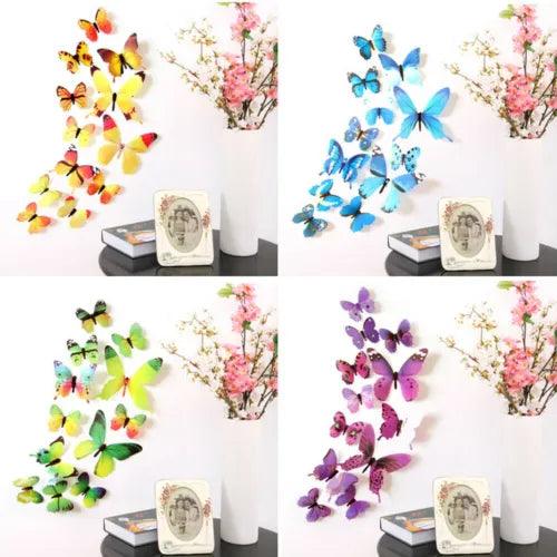 12Pcs 3D Butterfly Wall Stickers PVC Children Room Decal Art Decoration Decor - Furniture4Design