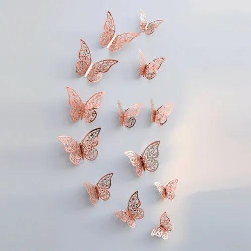 12Pcs 3D Hollow Butterfly Wall Sticker For Decoration DIY Wall Stickers kids... - Furniture4Design