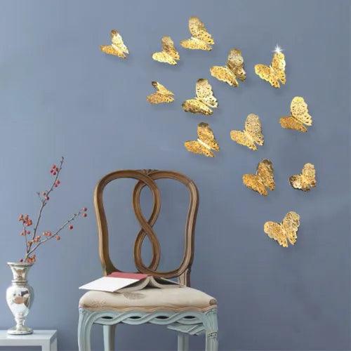 12Pcs 3D Hollow Butterfly Wall Sticker For Home Decoration DIY NEW - Furniture4Design