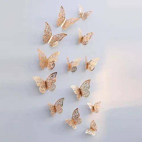 12Pcs 3D Hollow Butterfly Wall Sticker For Home Decoration DIY Wall Stickers - Furniture4Design