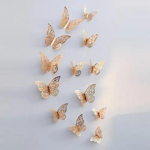 12pcs 3D Hollow Butterfly Wall Sticker Home Room Indoor Decor HOT - Furniture4Design