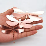 12pcs 3D Metallic Copper Posable Wings Dragonfly Rose Gold Dragonflies Stickers - Furniture4Design