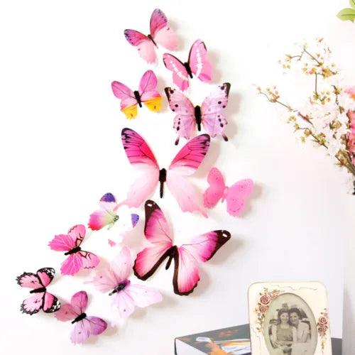 12pcs Decal Wall Stickers Home Decorations 3D Butterfly Rainbow Xmas Gift Xmas . - Furniture4Design