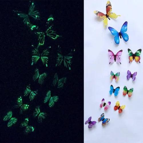 12pcs Luminous Butterfly Decal Art Wall Stickers Room Magnetic Home Decor - Furniture4Design