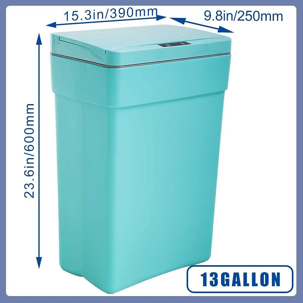 13 Gallon Blue Plastic Automatic Touch-Free Trash Can with Lid - Furniture4Design