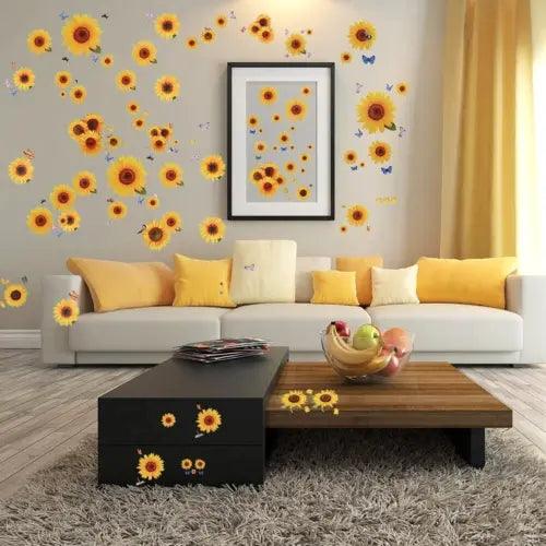 135PCS SUNFLOWER WALL STICKERS DECAL BUTTERFLY VINYL MURAL ART HOME BEDROOM DECO - Furniture4Design