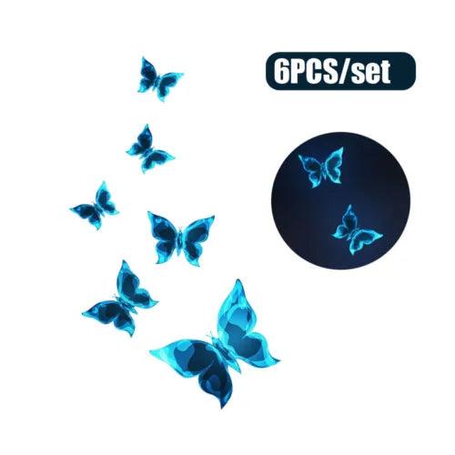 15*15cm Luminous Butterfly Wall Sticker Glow In Dark Butterfly Wall Art Decal - Furniture4Design