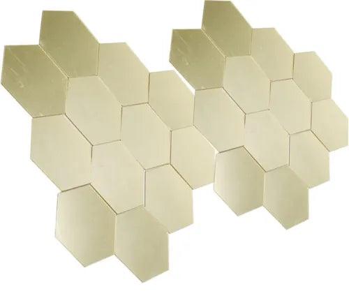 15 pc Removable Large Size Acrylic Hexagon Mirror Wall Sticker. - Furniture4Design