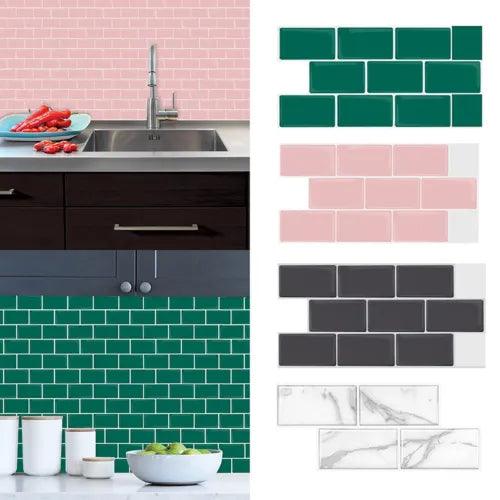 1/5/10 Pcs 3D Self-Adhesive Wall Tiles Kitchen Bathroom Mosaic Brick Stickers - Furniture4Design