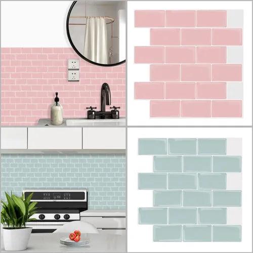 1/5/10Pcs 3D Self-Adhesive Tiles Stickers Kitchen Bathroom Tile Art Stick Decor - Furniture4Design