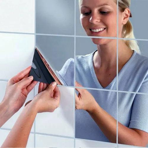 16pcs DIY 3D Tile Square Wall Stickers Mirror Wall Mosaic Decal Home Room Decor - Furniture4Design