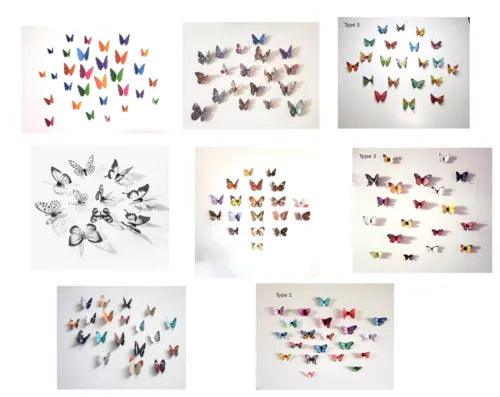 19 - 21 pcs 3d small butterfly wall decor, party, wedding, diy, home decoration - Furniture4Design