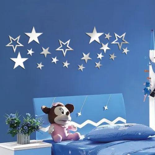 19PCS/Set Star Acrylic Mirror Wall Stickers Kids Bedroom Decals Art Home Decors - Furniture4Design