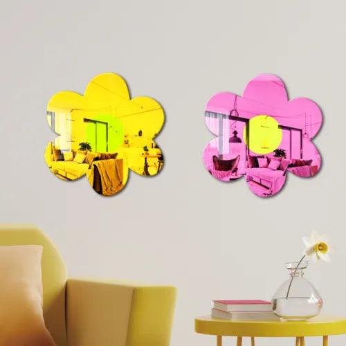 1Pc 30cm Flower Mirror Acrylic Wall Stickers Self-adhesive Tile Decal Home Decor - Furniture4Design