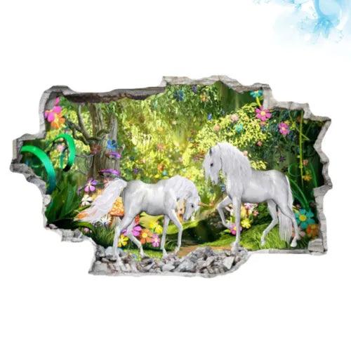 1PC 3D Unicorn Wall Sticker Creative Wallpaper Unique Wall Decal Decorative - Furniture4Design