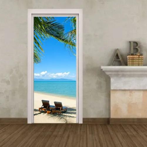 2 Pcs Home Decoration Removable Art Door Decals Water Proof - Furniture4Design